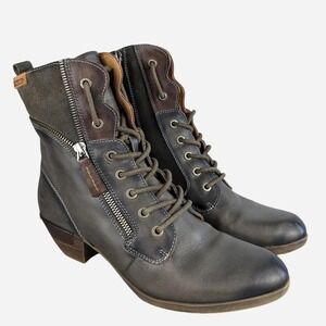 Pikolinos Rotterdam Lace Up Leather Ankle Boot Charcoal Gray EU 40 / US 9-9.5